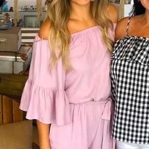 Goodnight Macaroon Pink Off The Shoulder Jumpsuit